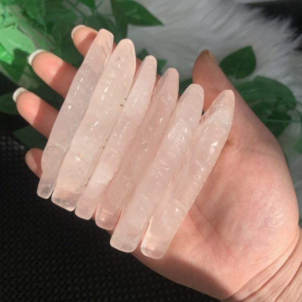 Rose Quartz Feather Crystal Feather Carving