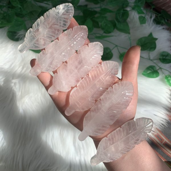 Rose Quartz Feather Crystal Feather Carving