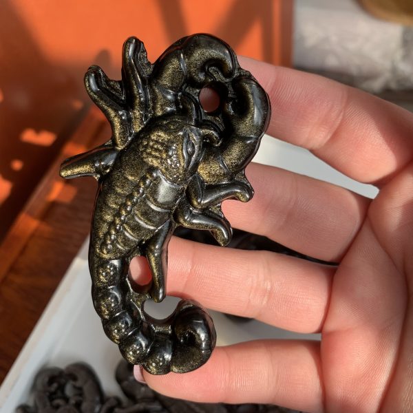 Silver Obsidian Golden Obsidian Scorpion Animal Zodiac Carving