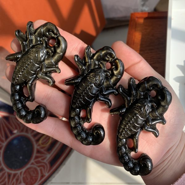 Silver Obsidian Golden Obsidian Scorpion Animal Zodiac Carving