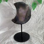 Amethyst Agate Moon Carving With Free Metal Stand