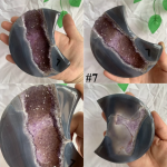 Amethyst Agate Moon Carving With Free Metal Stand