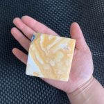 Banded Orange Calcite Magic Cube Carving