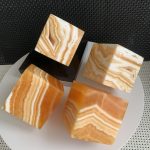 Banded Orange Calcite Magic Cube Carving