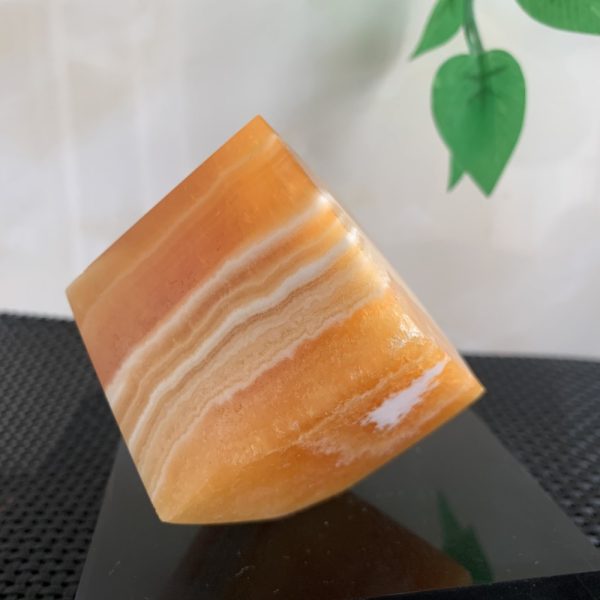 Banded Orange Calcite Magic Cube Carving