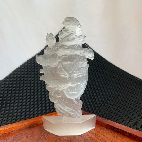 Selenite Masked Girl Carving Self-Standing