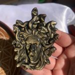 80mm Silver Sheen Obsidian Golden Sheen Obsidian Medusa Carving