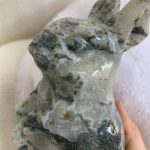 15cm Big Moss Agate Rabbit Animal Carving