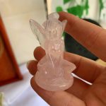 Small Rose Quartz Crystal Butterfly Fairy Carving