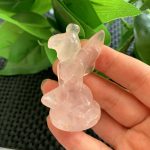 Small Rose Quartz Crystal Butterfly Fairy Carving