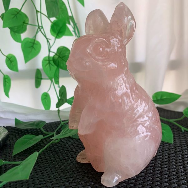 15cm Big Rose Quartz Bunny Crystal Rabbit Animal Carving