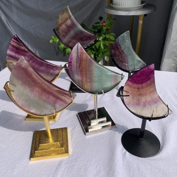 Candy Fluorite Moon On Stand Exquisite Crystal Moon Décor