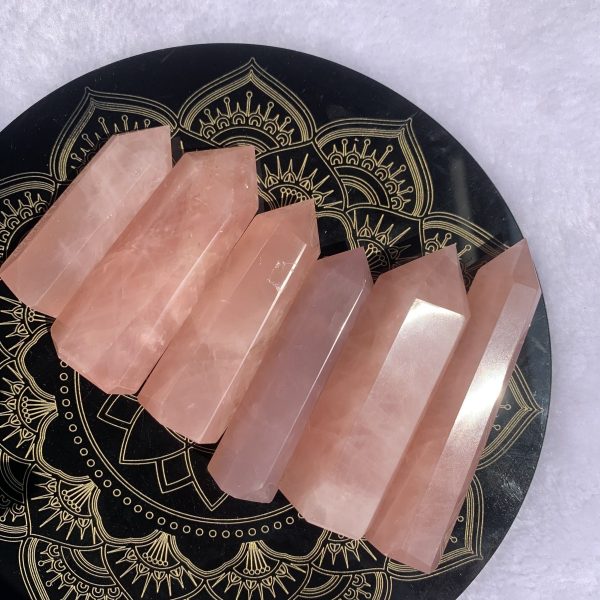 Dark Rose Quartz Point Tower Juicy Healing Crystal Tower