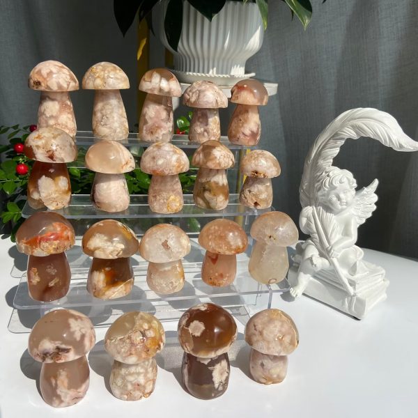 Flower Agate Mushroom Carving