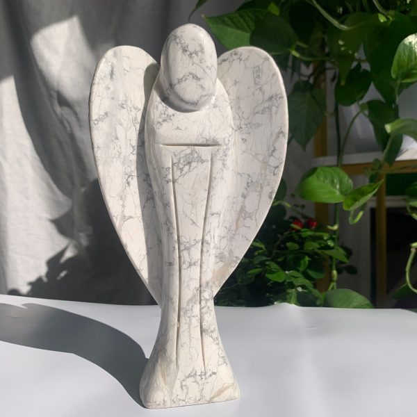 Large Howlite Angel Carving Self-Standing Crystal Angel