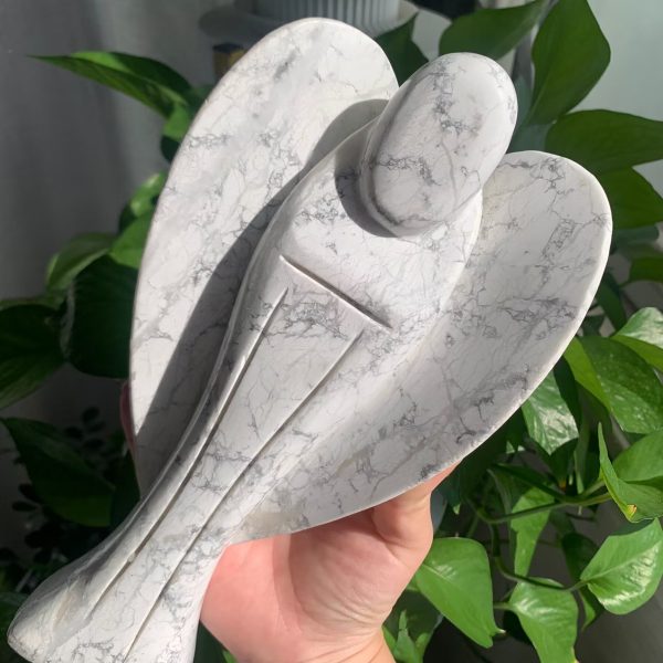 Large Howlite Angel Carving Self-Standing Crystal Angel