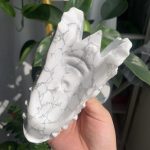 Howlite Dragon Head Carving Big Crystal Dragon Head 15cm