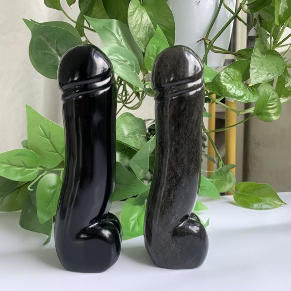 Obsidian Penis Crystal Dildo Carving  Self-Standing Toy&Decoration