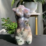 Moss Agate Female Body Ocean Jasper XL Crystal Goddess Lady Model 7inch