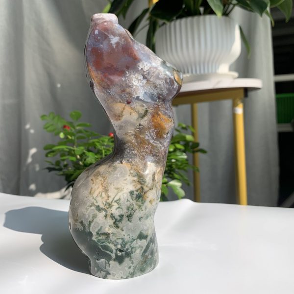 Moss Agate Female Body Ocean Jasper XL Crystal Goddess Lady Model 7inch