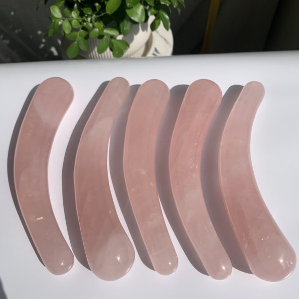 Rose Quartz Curved Yoni Wand Pleasure Wand Horn Wand