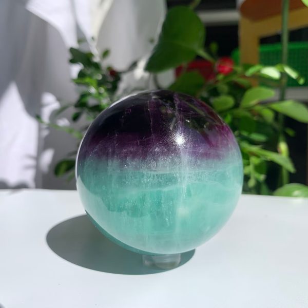 Watermelon Fluorite Sphere Ball Purple Pink Green Fluorite Crystal Sphere