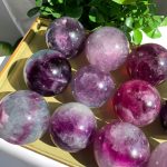 Watermelon Fluorite Sphere Ball Purple Pink Green Fluorite Crystal Sphere