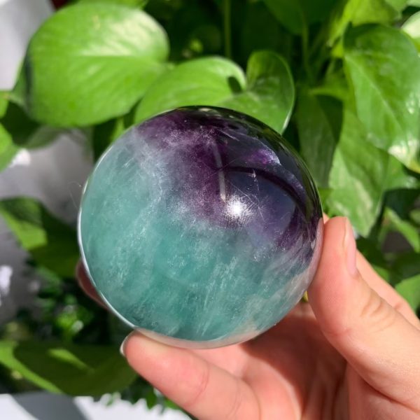 Watermelon Fluorite Sphere Ball Purple Pink Green Fluorite Crystal Sphere