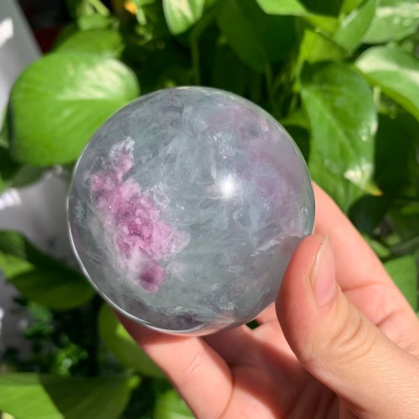 Watermelon Fluorite Sphere Ball Purple Pink Green Fluorite Crystal Sphere