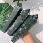 Moss Agate Point Wand Crystal Big Point Self-Standing