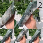 Moss Agate Point Wand Crystal Big Point Self-Standing