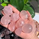 Small Rose Quartz Palm Stone Crystal Plam Stones