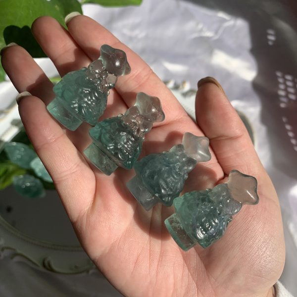 Green Fluorite Christmas Tree Carving Crystal Wholesale Free Shipping