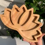 Wood Lotus Tray Flower Shape Dish Crystal Display Free Shipping