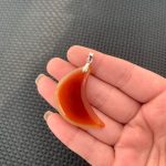 Carnelian Crescent Moon Pendant Necklace Red Agate Moon Free Shipping