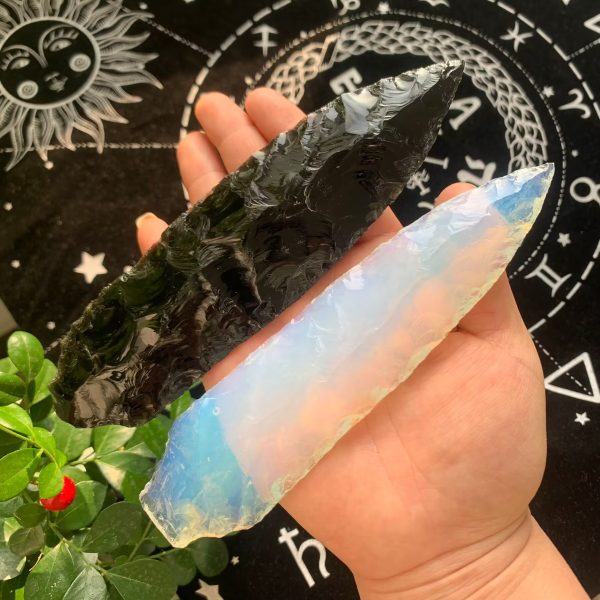 Crystal Knife Hand Knapped Obsidian Opalite Knives Craft Home Decoration Free Shipping