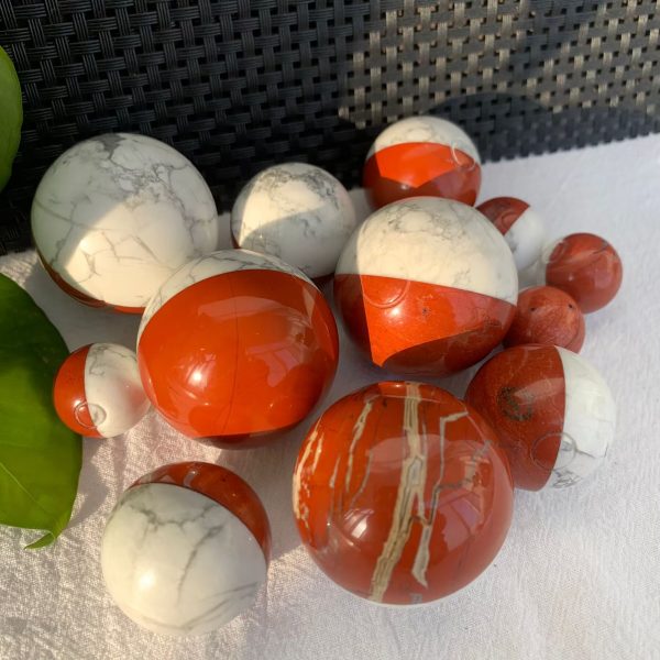 Crystal Pokeball Red Jasper Howlite Pokemon Collection 3 Sizes Free Shipping