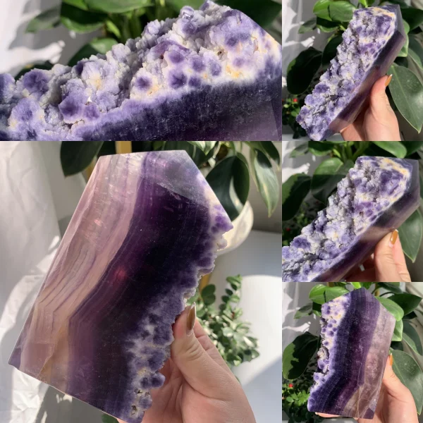 Silk Fluorite Specimen Mineral Tower Purple Fluorite Point Free Shipping