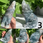 Big Moss Agate Wolf Carving Crystal Wolf Animal Free Shipping