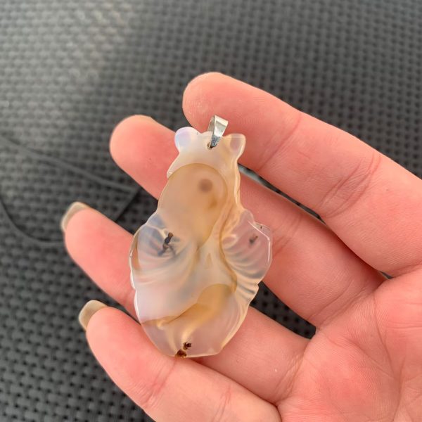 Ocean Agate Goldfish Pendant Agate Goldfish Necklace Free Shipping