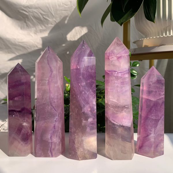 Big Purple Fluorite Point Tower With Mica Pink Fluorite Tower