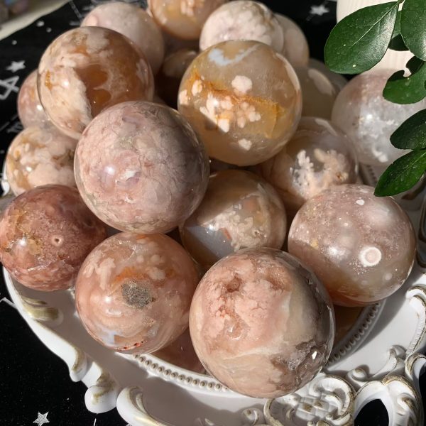 Flower Agate Sphere Ball Crystal Sphere Free Shipping