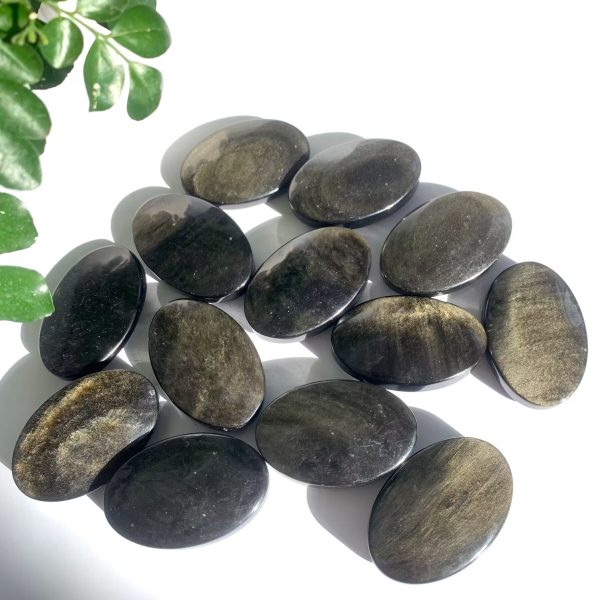 Gold Sheen Obsidian Palm Stone Crystal Palms Wholesale Free Shipping