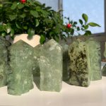 Raw Prehnite Tower With Black Tourmaline Mineral Specimen Tower Free Shipping