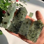 Raw Prehnite Tower With Black Tourmaline Mineral Specimen Tower Free Shipping