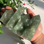 Raw Prehnite Tower With Black Tourmaline Mineral Specimen Tower Free Shipping