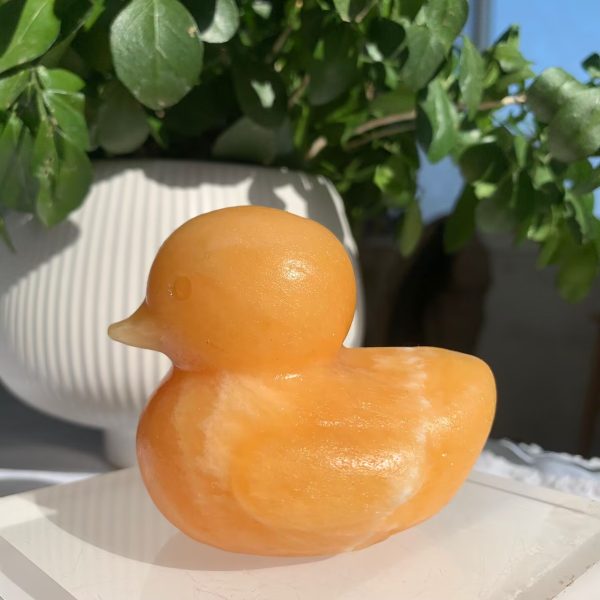 75mm Orange Calcite Rubber Duck Crystal Duckies Free Shipping