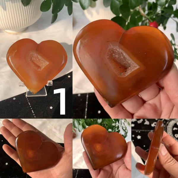 Druzy Carnelian Heart Crystal Heart On Stand Free Shipping