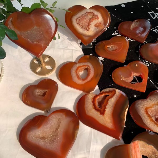 Druzy Carnelian Heart Crystal Heart On Stand Free Shipping