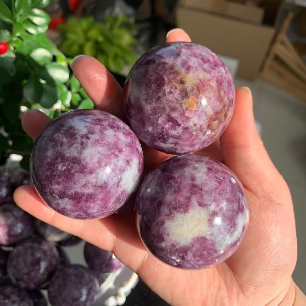 Purple Mica In Quartz Sphere Ball Lepidolite Wholesale Crystal Free Shipping